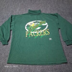 VTG Game Day Cliff Engels Green Bay Packers 3/4 Sleeve Turtleneck Sweatshirt L